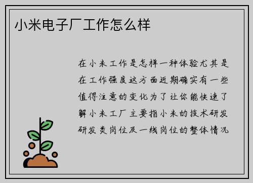 小米电子厂工作怎么样